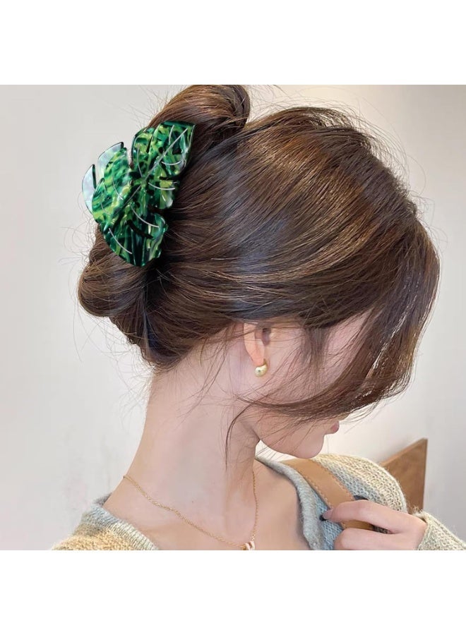 ChicAbode Green Leaf Shape Hairpin, Creative Fresh Hairpin, Hair Grasping Clip, Lady Girl Hair Accessories, Powerful Setting, Non Slip, Suitable for Thick and Sparse Hair, 3.5 Inches 3.5 Inches - Image 4